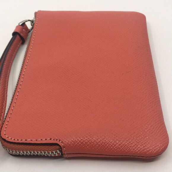 Coach Salmon Pebbled Leather Wristlet with silver tone hardware - Picture 16 of 16